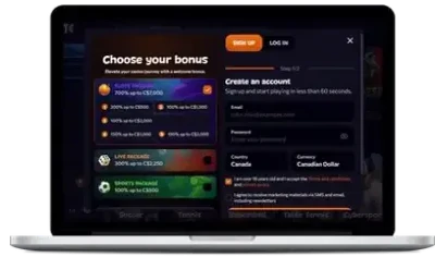Aphrodite live casino on a computer